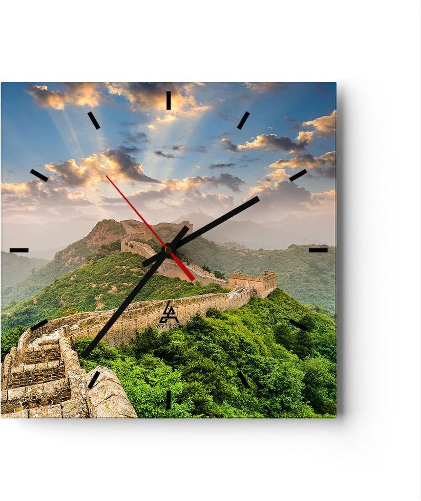 Wanduhr - Quadrat - Glasuhr - Wand Berg asiatisch china - Produktbild 
