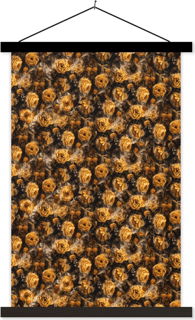 MuchoWow Textilposter Blumen - Rosen - Aquarell 60x90 cm mit schwarzem Rahmen - Poster Wohnzimmer