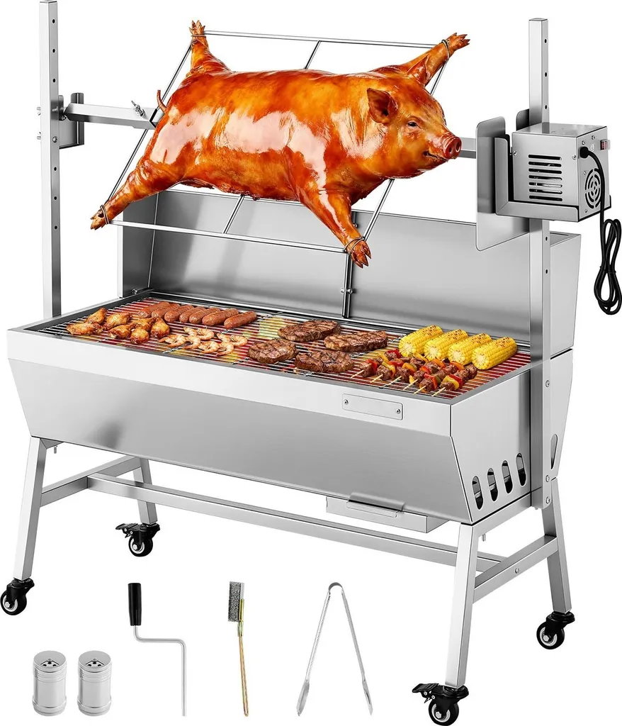Gril à broche rotatif au charbon de bois de 94 cm pour cochon de lait