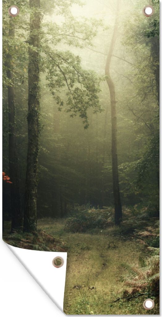 MuchoWow 30x60 cm Outdoor-Poster Gartendeko Sichtschutz Garten Poster für den Garten Dunkelheit - Wald - Bäume