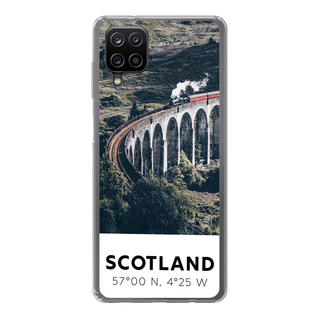 MuchoWow Handyhülle Schutzhülle Hülle für Samsung Galaxy A12 Schottland - Zug - Sommer - Eisenbahn Silikon Softcase Handy Hülle - Bild
