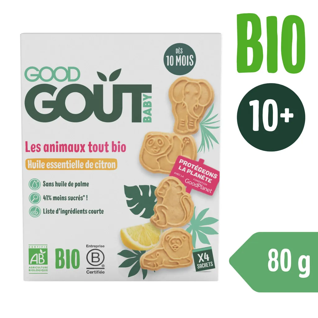 Biscuits Bio Citron Animaux Good Gout 80g - Recette Sans Huile de Palme