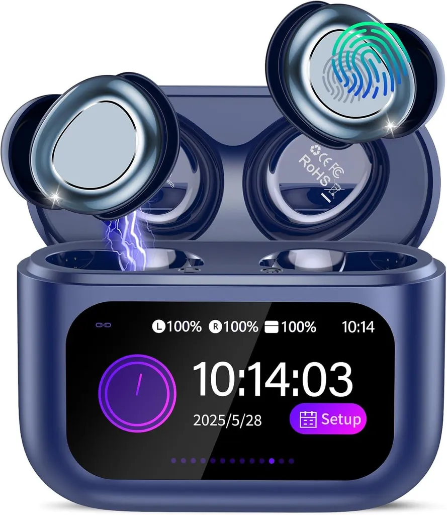 In-Ear-Kopfhörer mit Touchscreen, 48H Spielzeit Mini Kopfhörer mit HiFi Sound/5 EQ-Modi/ENC Noise Cancelling, Wireless Ohrhörer für Seitenschläfer