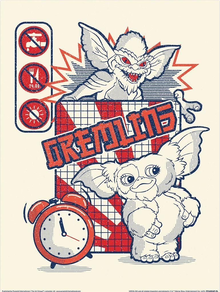 Gremlins - bedruckt "Rules" PM8456 (40 cm x 30 cm) (Cremefarbe/Rot/Marineblau)
