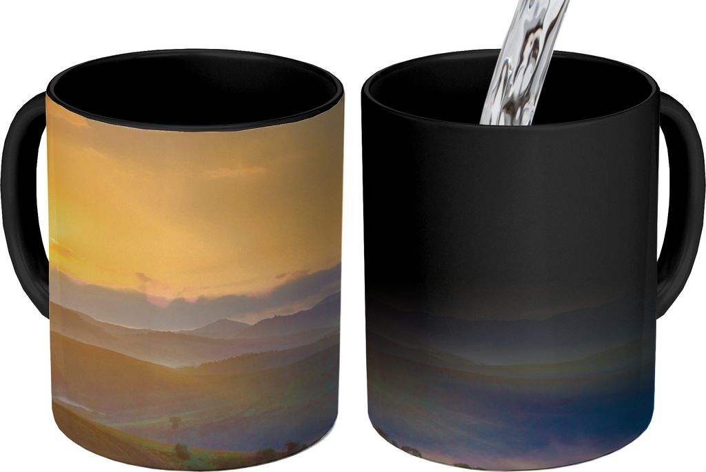MuchoWow Zauber Tasse Zaubertasse Magic Sonnenaufgang in der Toskana 350 ml Farbwechsel Becher Geschenk Geschenkidee - Magic-Tasse - Fototasse - ...