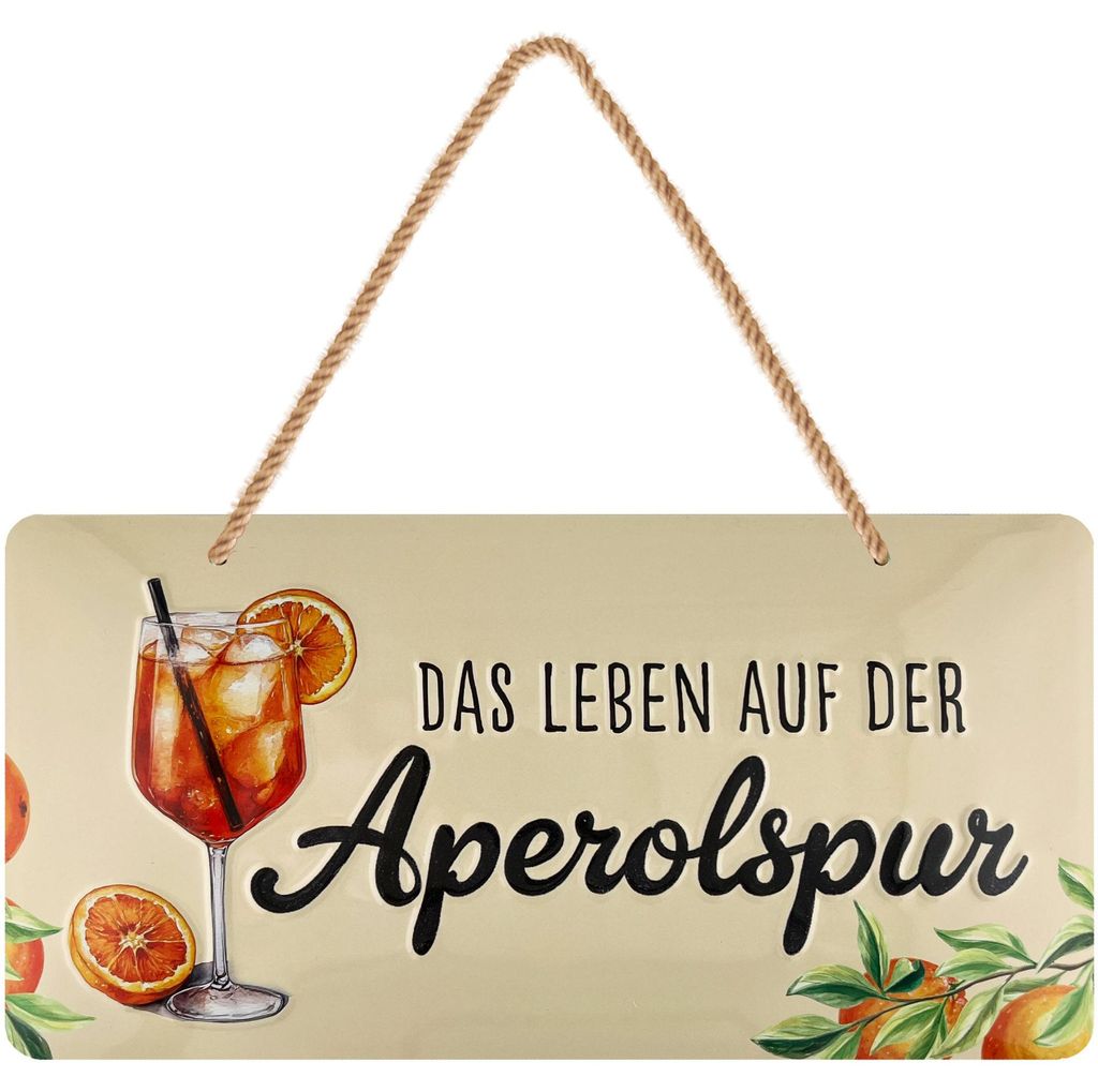 LANOLU Retro Blechschild Aperolspur, Cocktail Schild mit Produktbild 