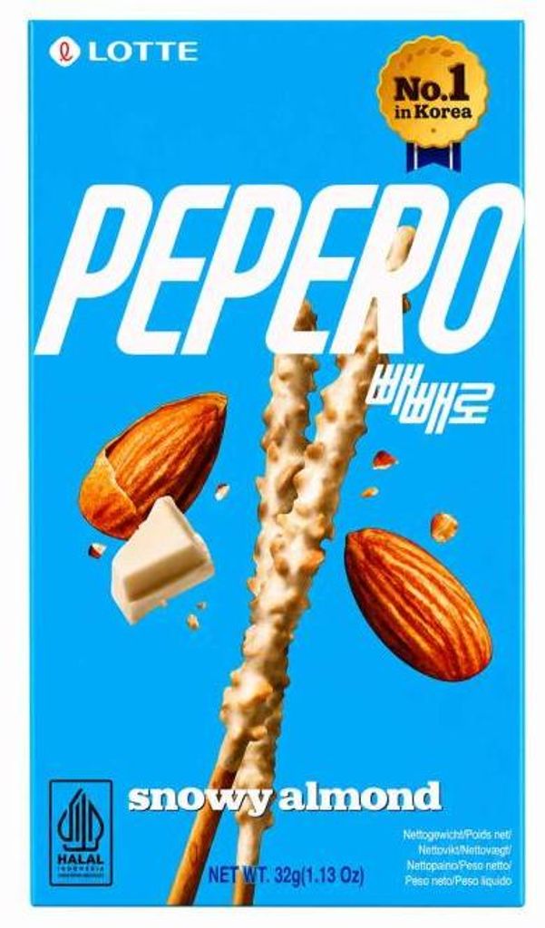 Pepero Snowy Almond Sticks 32g Produktbild 