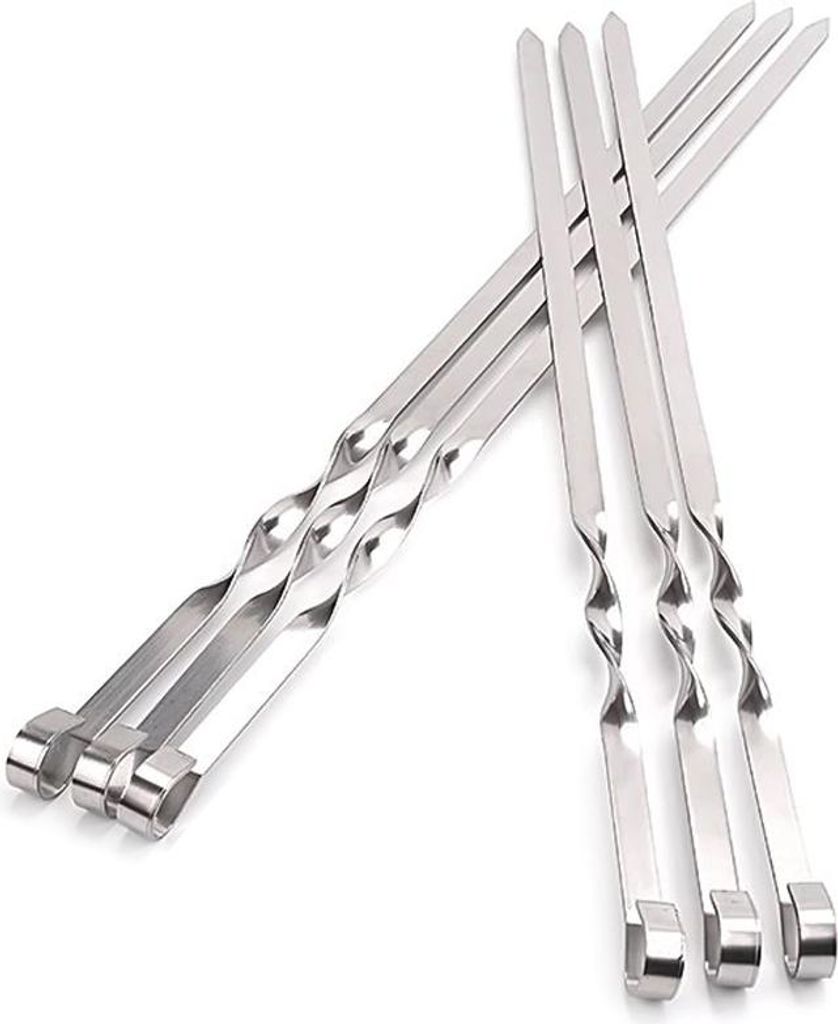 Krumble Barbecue Spieß Set aus 6 - Edelstahl Spieß Set aus 45 cm Länge - 6 Stück Spieße für Fleisch und Gemüse - Edelstahl