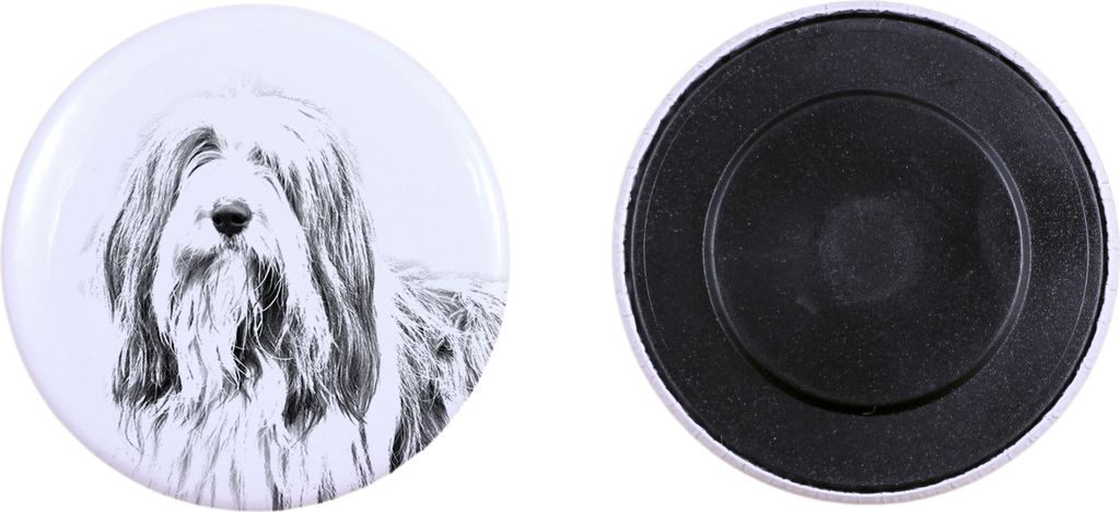 Bearded Collie Magnet mit einem Hundepfotenabdruck, außergewöhnlich leicht, starker Magnet, handgefertigtes Produkt der Marke Art-Dog