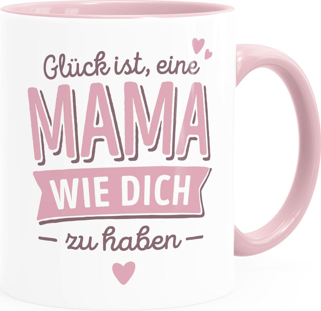 Tasse personalisiertes Geschenk Spruch Glück ist einen Papa-Mama wie dich zu haben anpassbare Namen Mama inner-rosa Keramik-Tasse