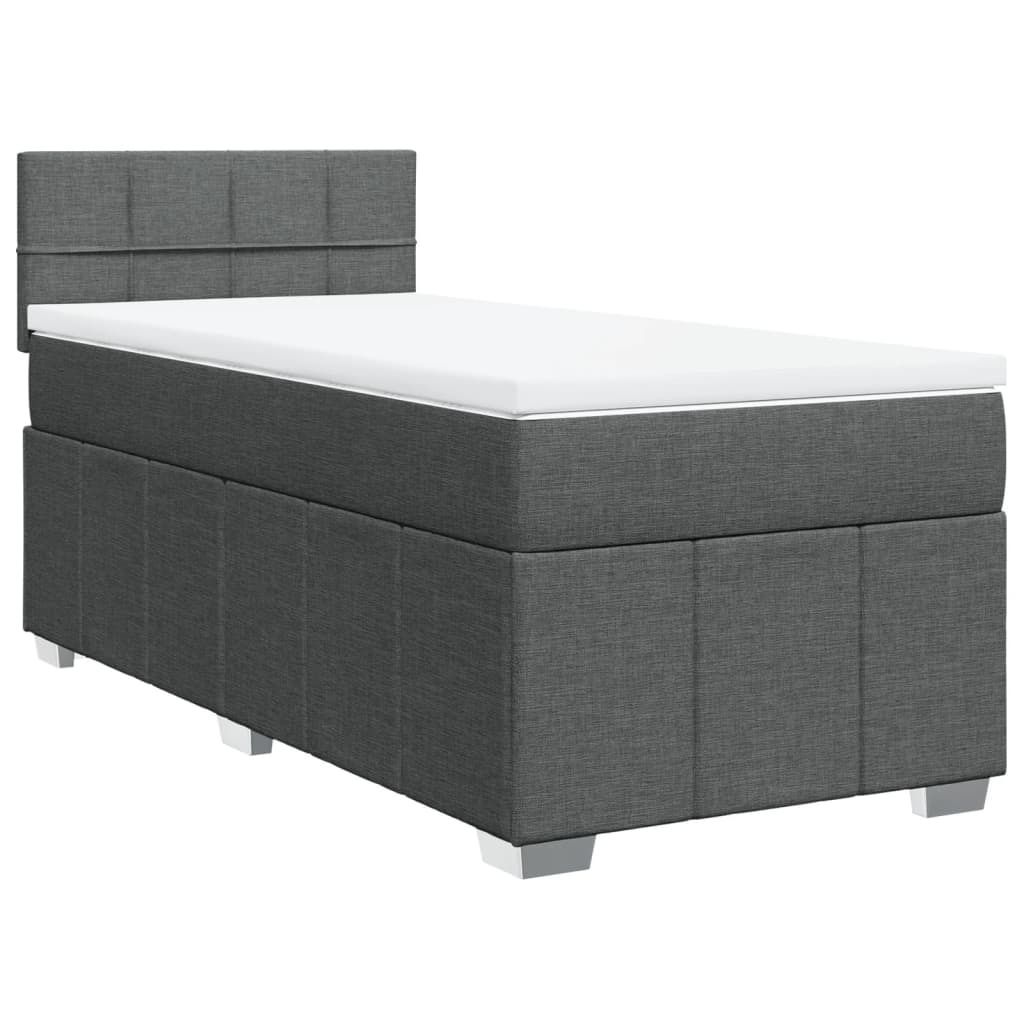 Boxspringbett mit Matratze Dunkelgrau 90x190 cm Stoff