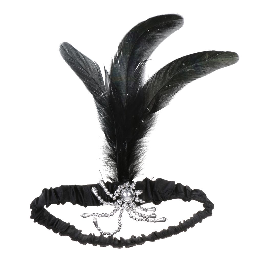 Charleston Stirnband 20er Jahre Haarband Kopfband Kopfschmuck Accessoire schwarz 