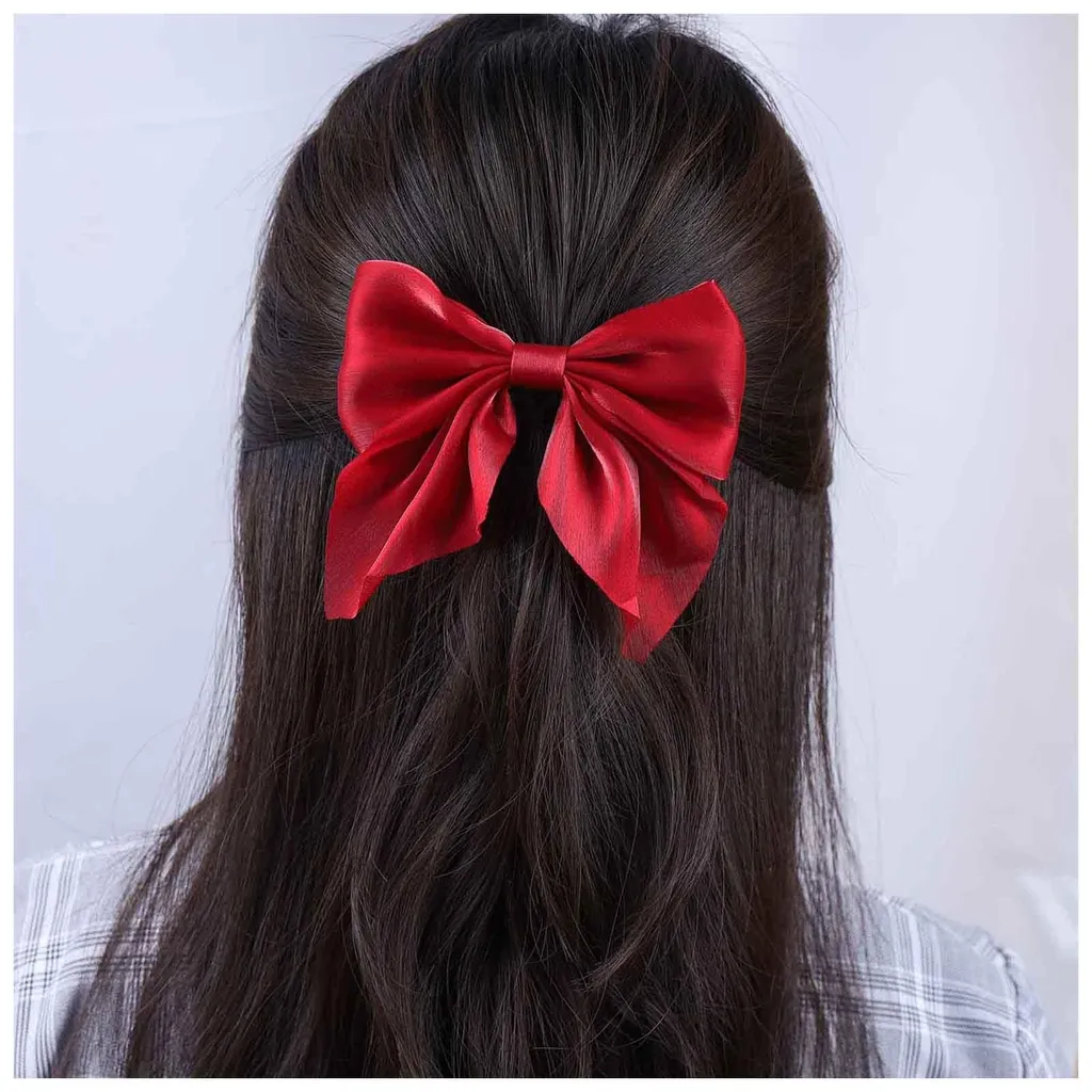 Accessoires cheveux mariage : barrette à nœud rouge bohème romantique