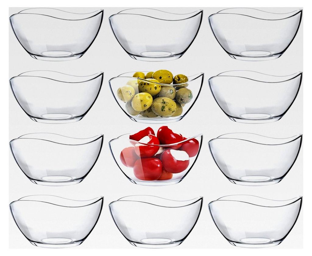 Kleine Salatschüssel aus Glas im 12er Set – 310 ml, stapelbare Salatschälchen, geeignet als Müslischalen, Servierschalen, Snackschalen und Des...