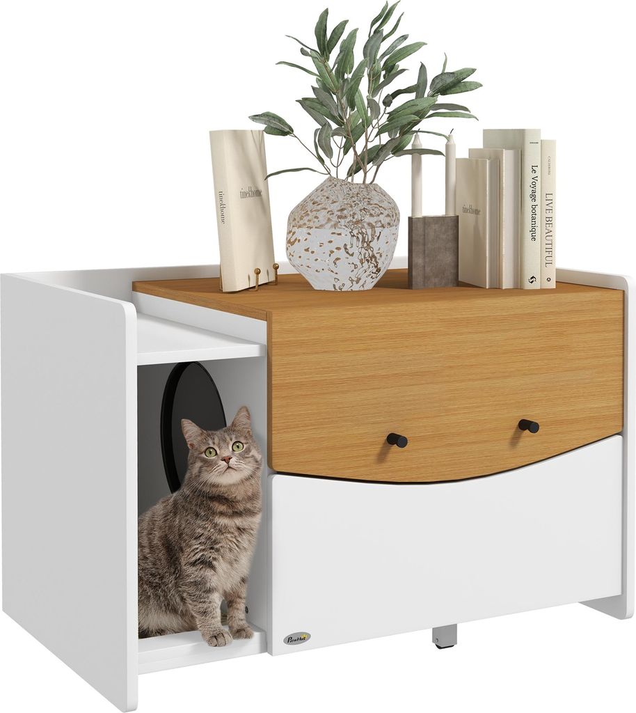 PawHut armoire à litière pour chat, armoire à litière avec Image du produit 