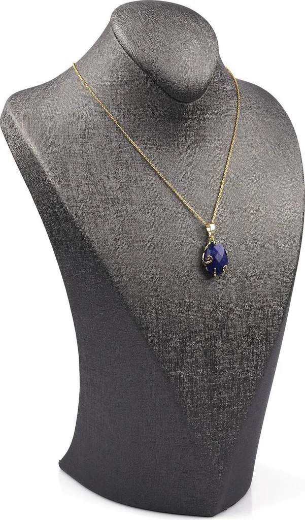 Pendentif lapis-lazuli véritable anti-stress chaîne dorée ne noircit pas - 2