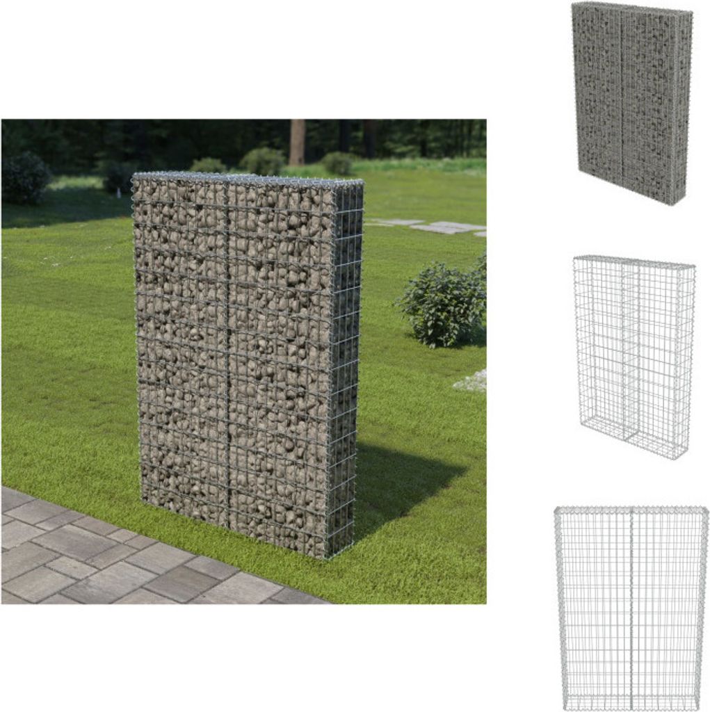 vidaXL Gabionenwand mit Abdeckung Verzinkter Stahl 100×20×150 cm - Zaunfelder