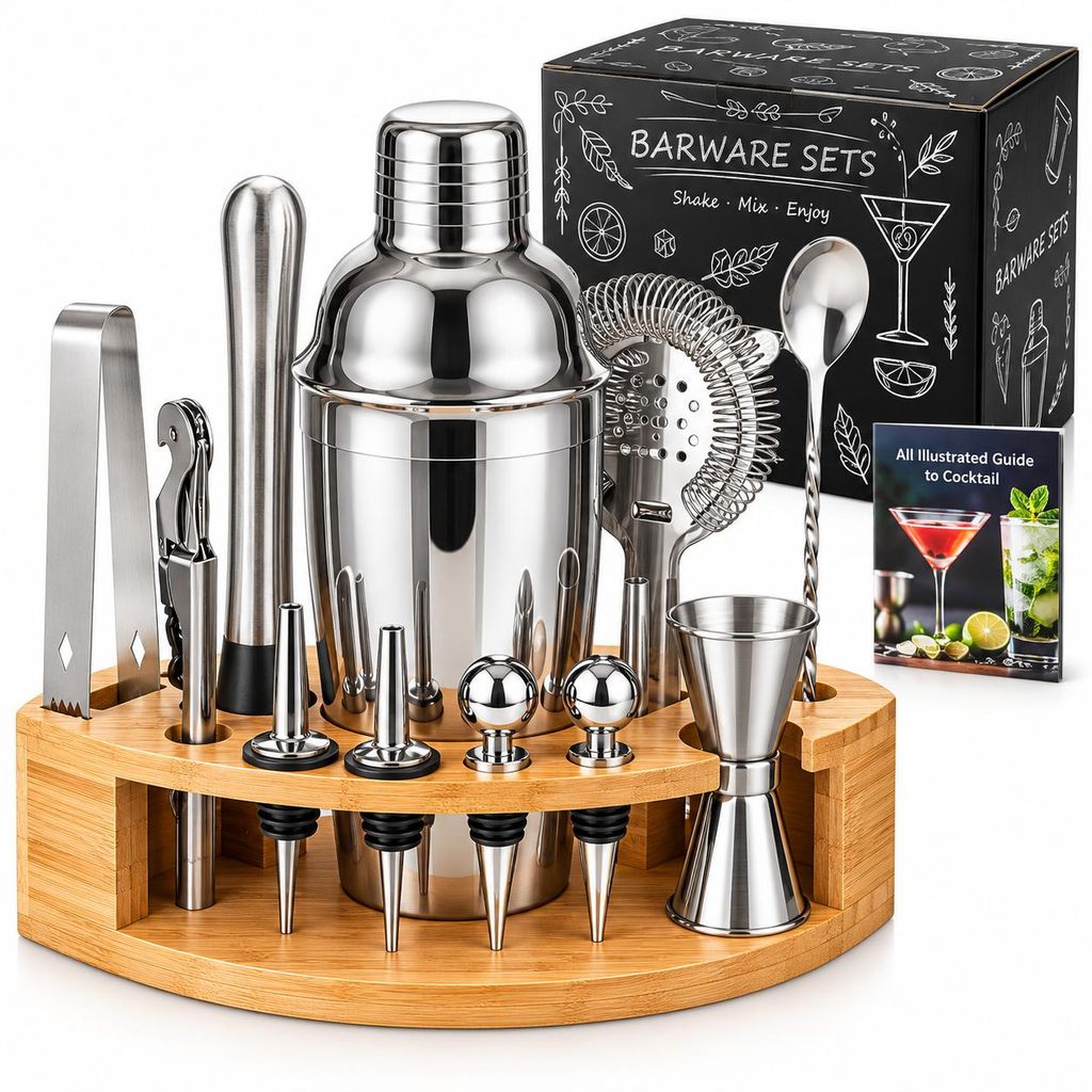 12-teiliges Cocktail Shaker Set 750 ml aus Edelstahl, Produktbild 