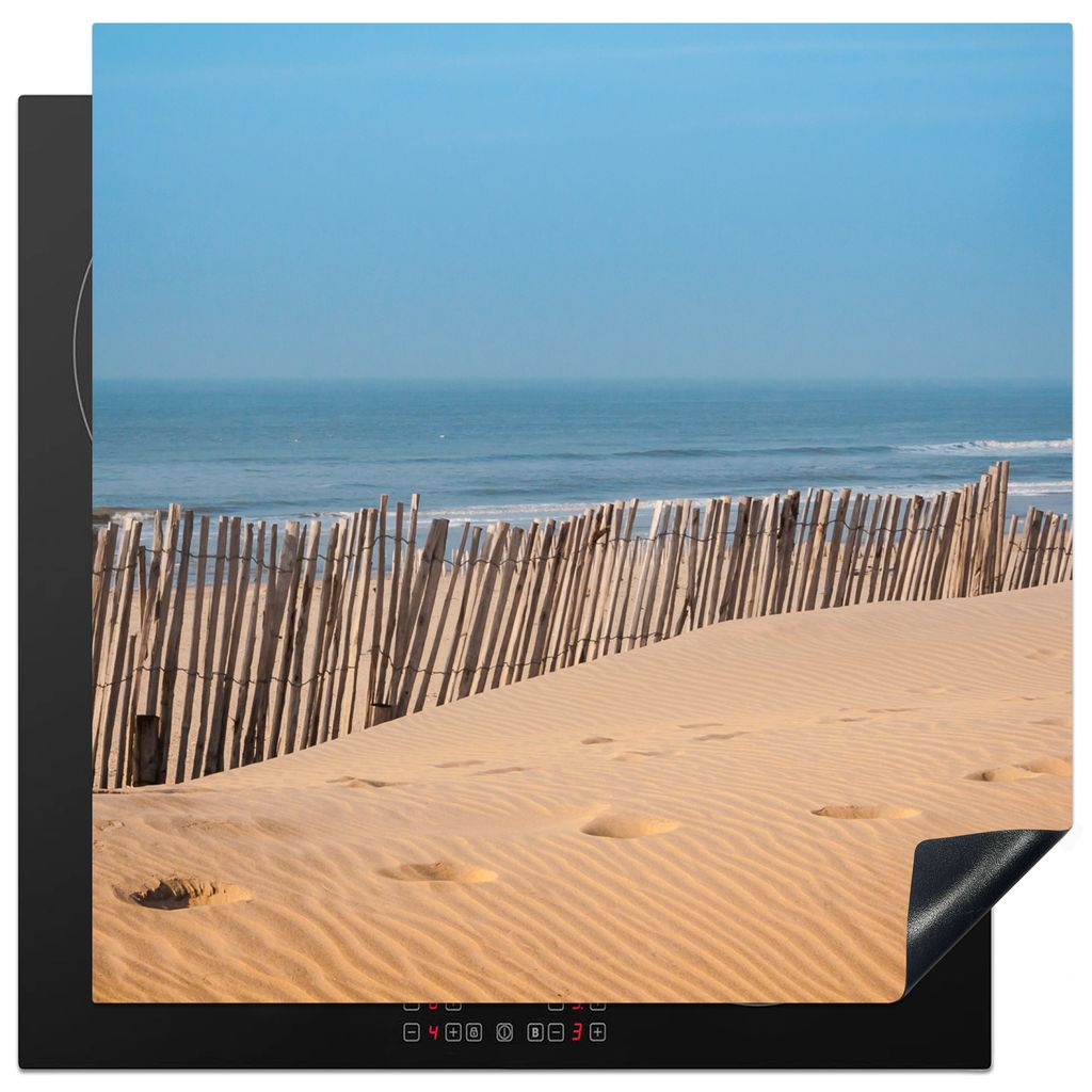 KitchenYeah Herdabdeckplatte Strand - Meer - Pfähle , 78x78cm, Küche Deko, Glaskeramikkochfeld Herdabdeckung, Abdeckplatte fùr Kochfeld