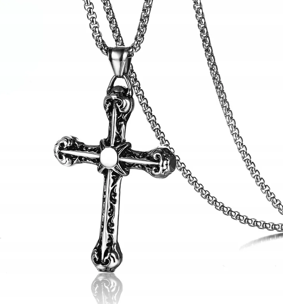 Ciondolo Croce Argento 358 Simbolo di Fede | Catena Acciaio Forte