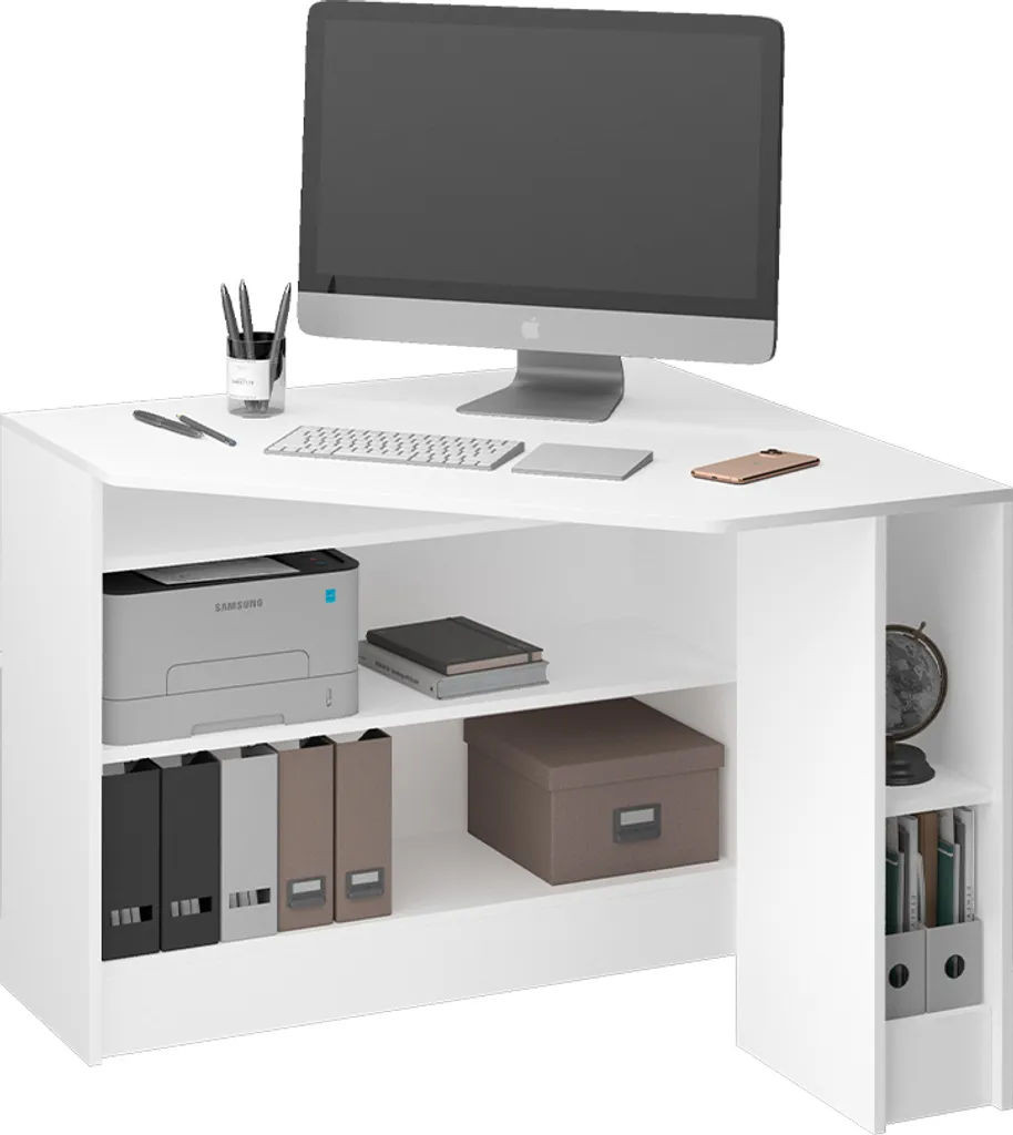 Bureau d'angle blanc compact Vicco Alvaro 94x94 cm Surface Résistante