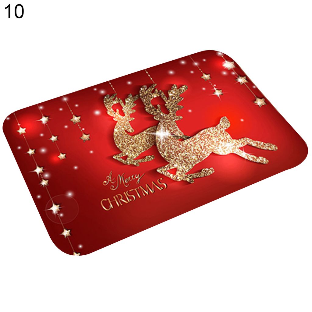 Bodenmatte Weihnachten Themenmuster Nicht -Slip Flanell Eingangsmatte Wohnmatte Dekoration-10