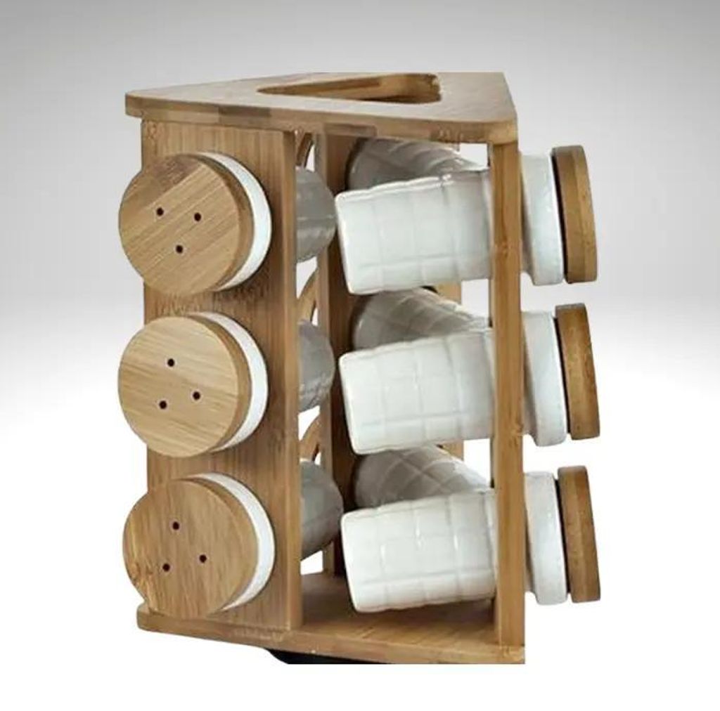 Bricard Gewürzset Bamboo mit 8 Edelstahl-Gewürzdosen, Bambusrahmen
