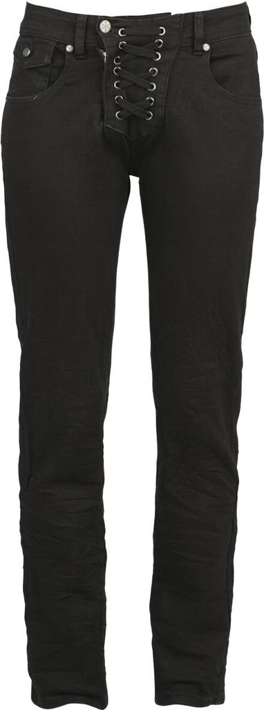 Black Premium by EMP Damen schwarze Jeans mit Gürtelschlaufen gerade geschnitten W27L32