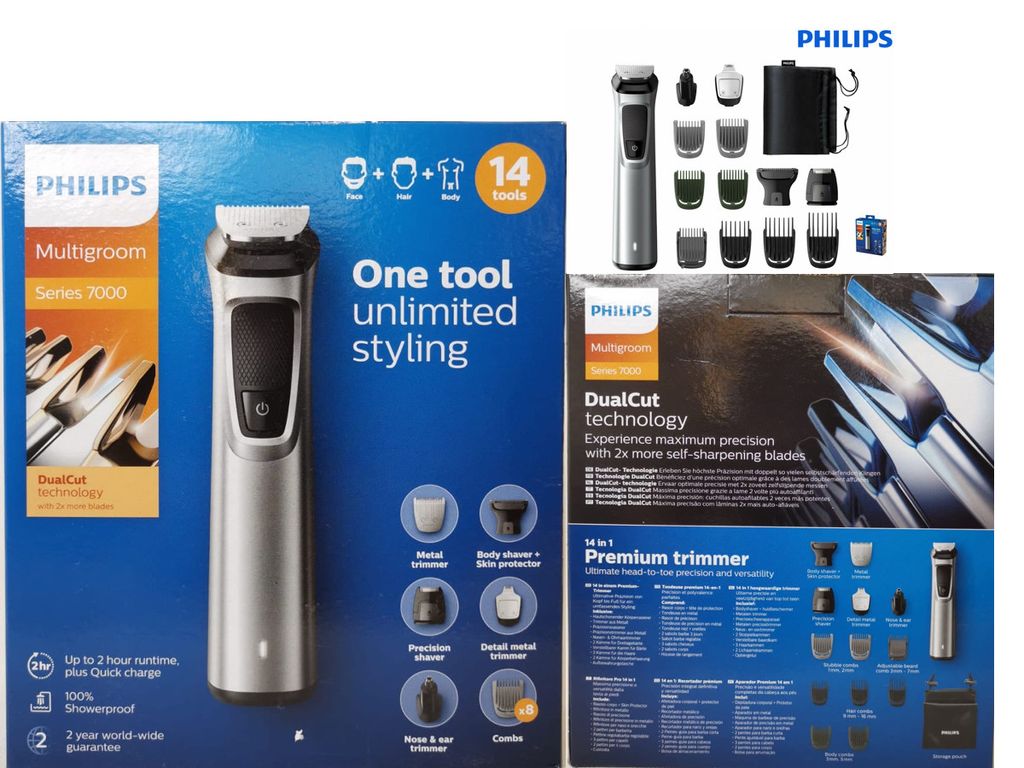 Philips Multigroom Serien 7000 Rasenmäher Haarschneidemaschine Bartschneider NEU 