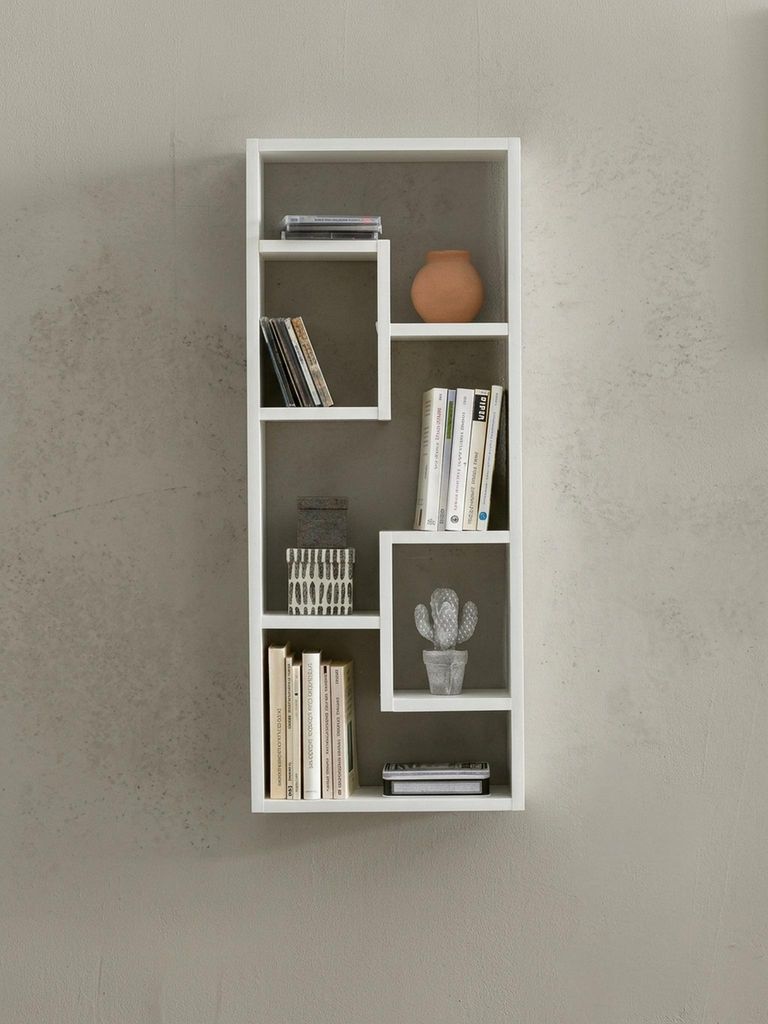 Wandregal Weiß 36x90x13,5 cm Holz Design Hängeregal modern, Wandboard freischwebend, Holzregal Regal für die Wand, Bücherregal schmal, Dekorega...