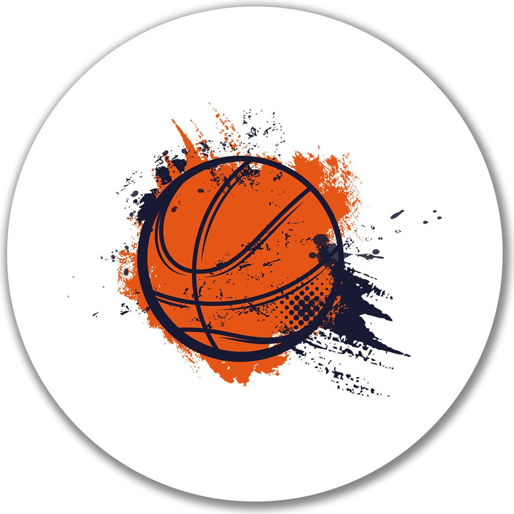 Huuraa Aufkleber Basketball bunt 10cm rund Sticker Geschenkidee