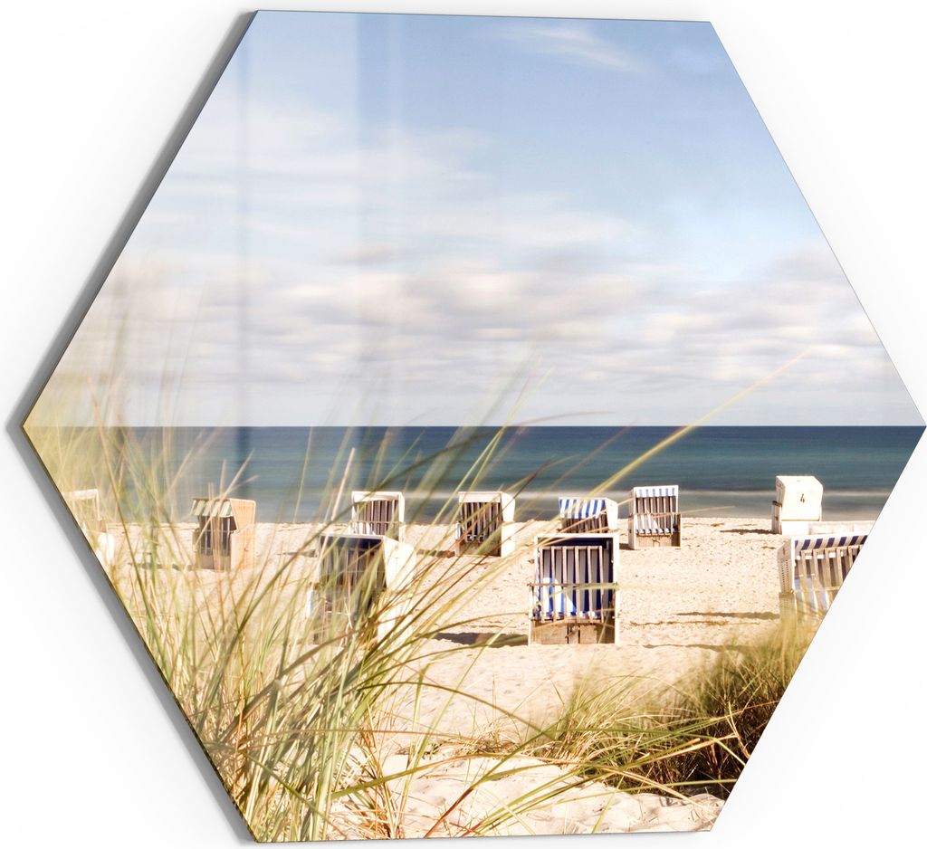 DEQORI Glasbild Echtglas 40x35 cm 'Strandkorbidylle' Wandbild Bild modern Deko