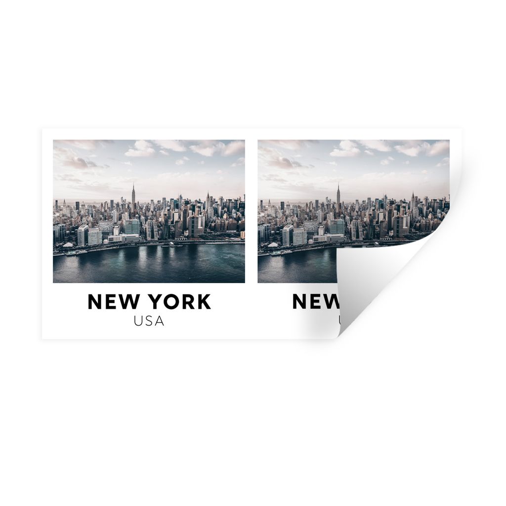 MuchoWow Wandtattoo Wandsticker Wandaufkleber New York - Amerika - Wasser 120x60 cm Selbstklebend und Repositionierbar - Sticker - Dekorfolie