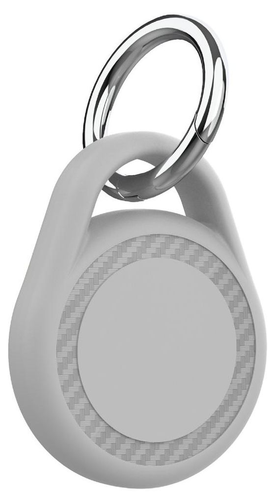 INF TPU Schutzhülle mit Federkarabiner für Apple AirTag 1/2 4.6cm x 3.6cm Grau