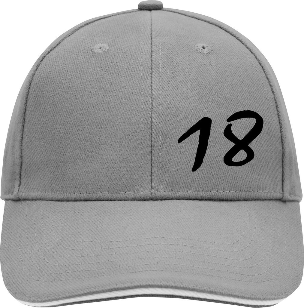 Huuraa Cappy Mütze 18 Geburtstag Dark Grey/White Baumwolle 6-Panel Kappe Geschenkidee