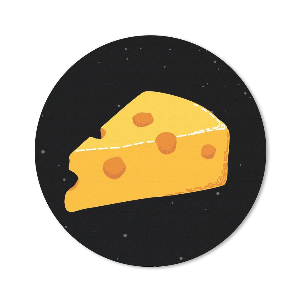 MuchoWow Mauspad Mousepad Illustration eines Käseblocks auf schwarzem Hintergrund 20x20 cm - Mousepads - Maus Mat - Pad - Mausunterlage - Schrei...