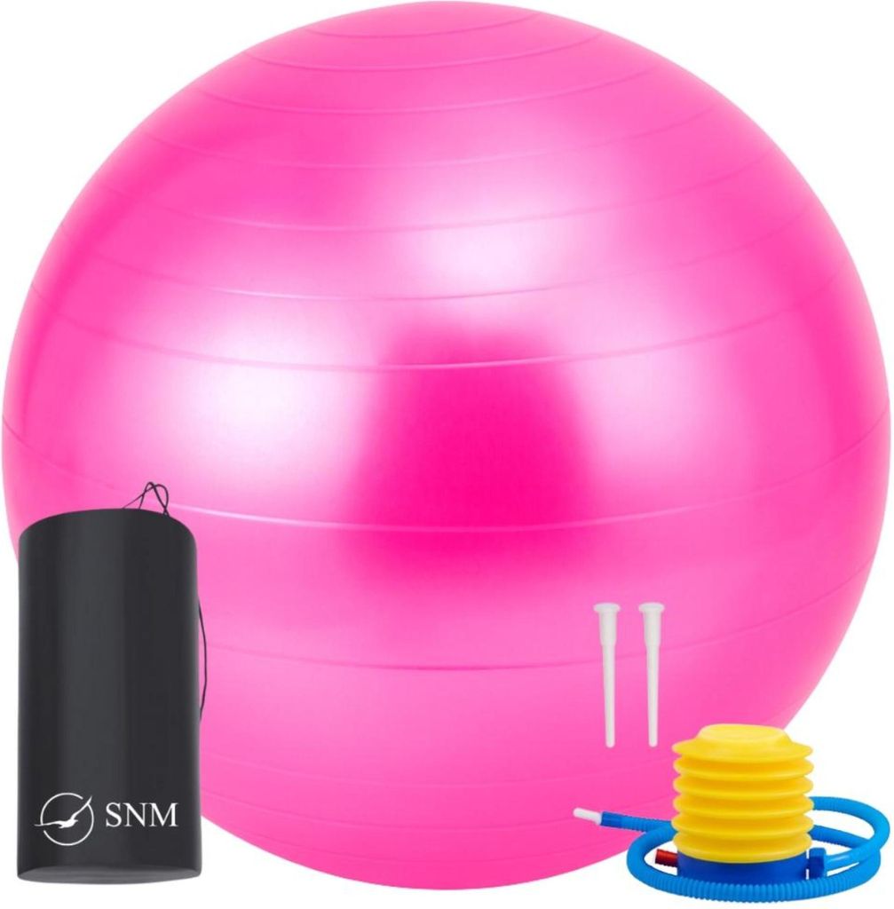 Gymnastikball mit Pumpe - Rehabilitationsball für Übungen - Fitnessball geeignet für 140-155 cm - 55 cm - Yogaball - Rosa