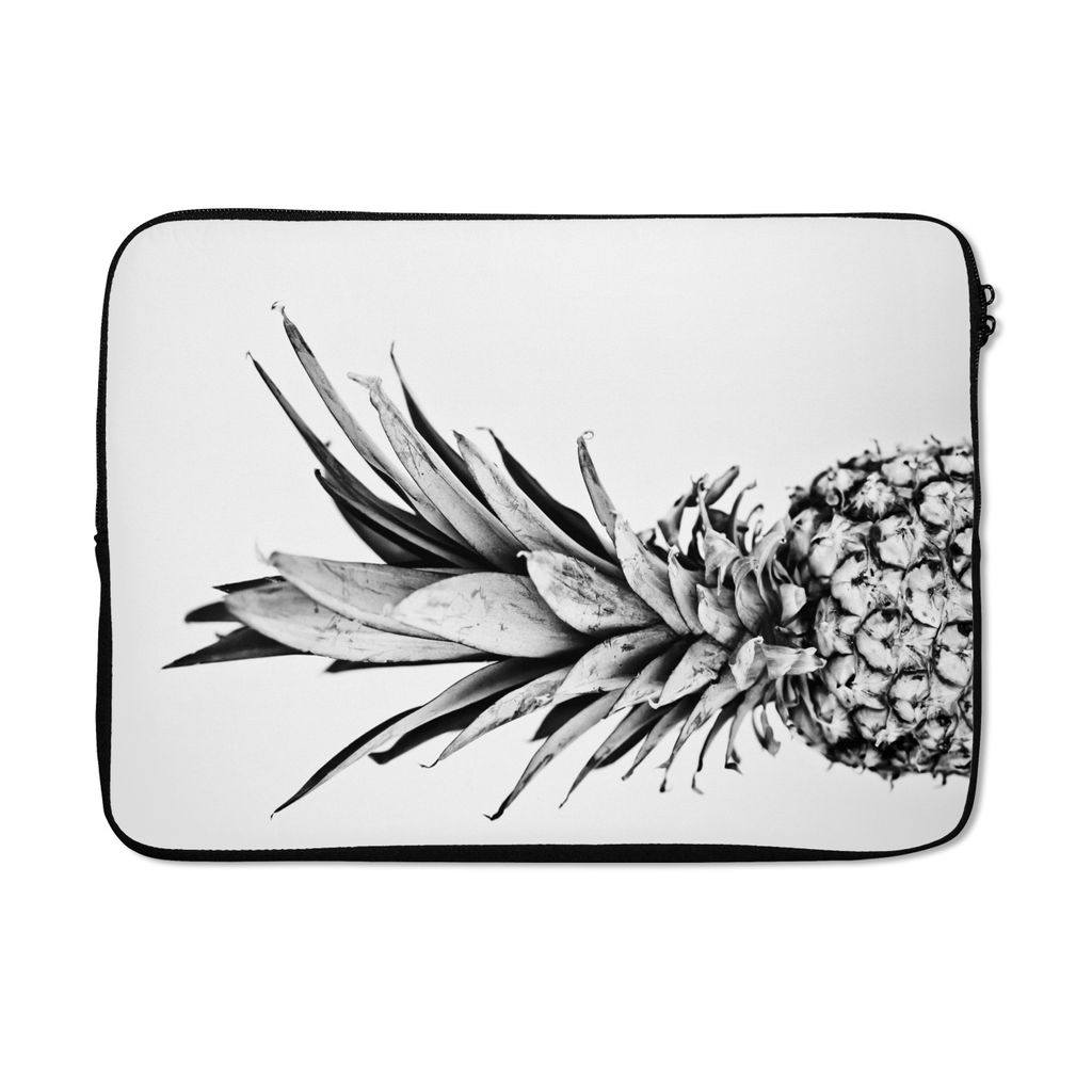 MuchoWow Laptop Hülle 14 ZollAnanas - Obst - Schwarz - Weiß Laptoptasche - Laptoptasche - Stoßsicher - Schutzhaube