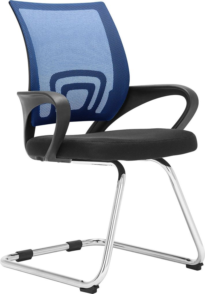 Besucherstuhl WARSAW - Stoff Blau 59x53x91 cm | Besucherstühle Konferenzstuhl Wartezimmerstuhl Bürostühle Bürostuhl Konferenzraum Wartezimmer