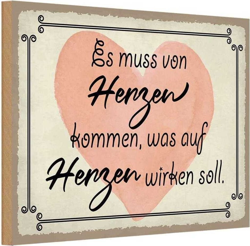 vianmo Holzschild 20x30 cm es muss von Herzen kommen Herz Dekoration
