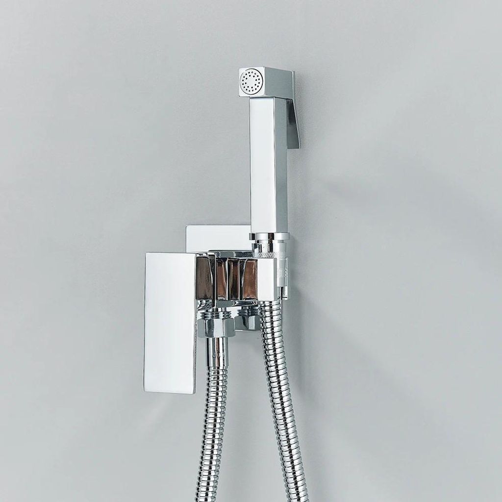 Bidet-Handbrause / Hygienedusche - Mischbatterie - Wandmontage - Warm- und Kaltwasser - 2-Loch Anschluss - Horizontaler Strahl - Weiß