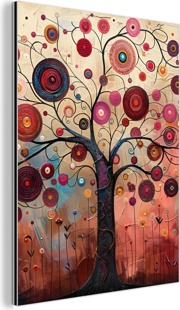 MuchoWow Wanddekoration Metall Metallbild Wandkunst 60x80 cm Baum - Lila - Abstrakt - Kunst MuchoWow Aluminium Gemälde - Wanddekoration Metall