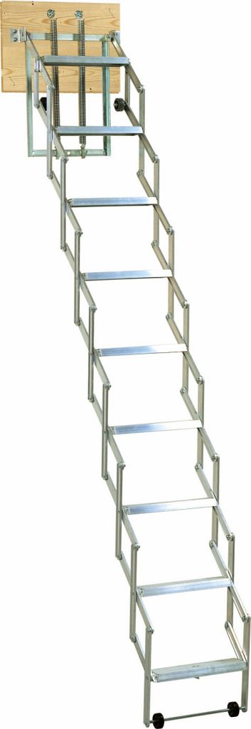 Dolle alu-fix Bodentreppe Scherentreppe mit 9 Stufen und Stirnbrett 219-246cm Raumhöhe