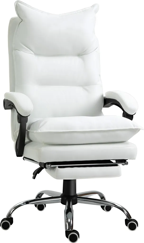 Chaise de bureau Fortuna Lai avec fonction inclinable et repose-pieds blanc