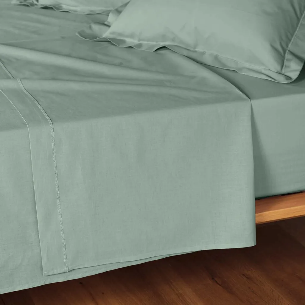Lenzuolo Piatto Douceur d'Intérieur LINA Verde in Cotone 180x290 cm