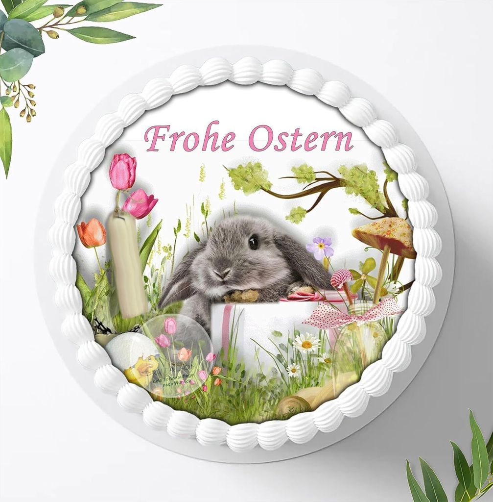 Für die Geburtstags Torte ein Tortenaufleger, Zuckerbild mit dem Motiv: Ostern, Essbares Foto für Torten, Fondant, Ø 20cm, 0162w