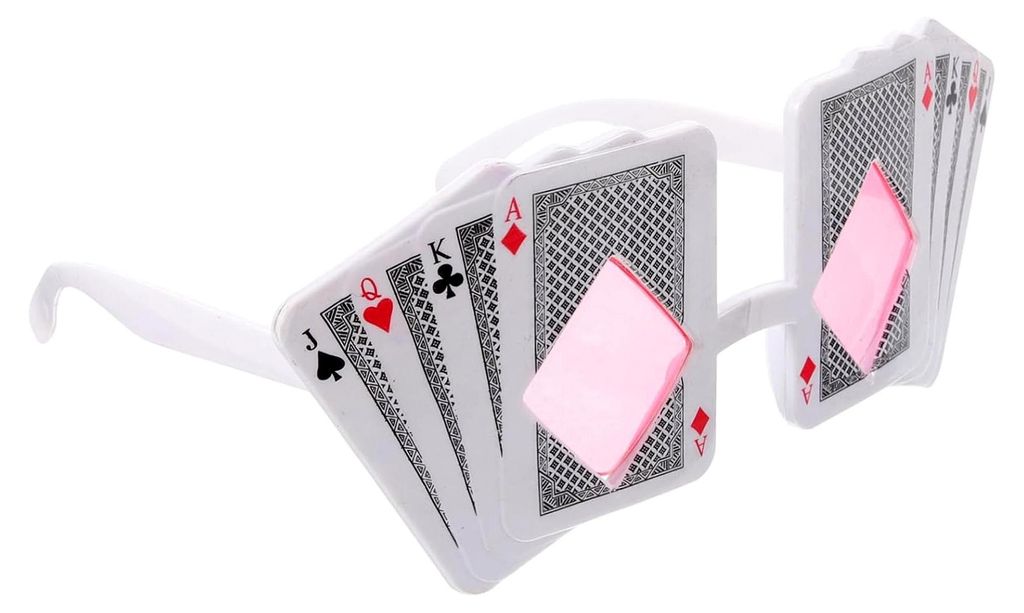 Pokerbrille für Partys, lustige Foto-Requisiten mit Pokerkarten, Partydekoration und Zubehör für Erwachsene und Jugendliche