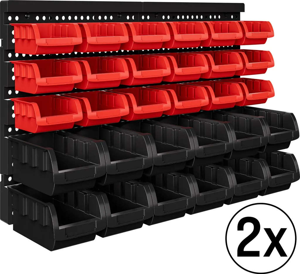 MONZANA 2x Étagère à outils murale avec 60 boites de rangement