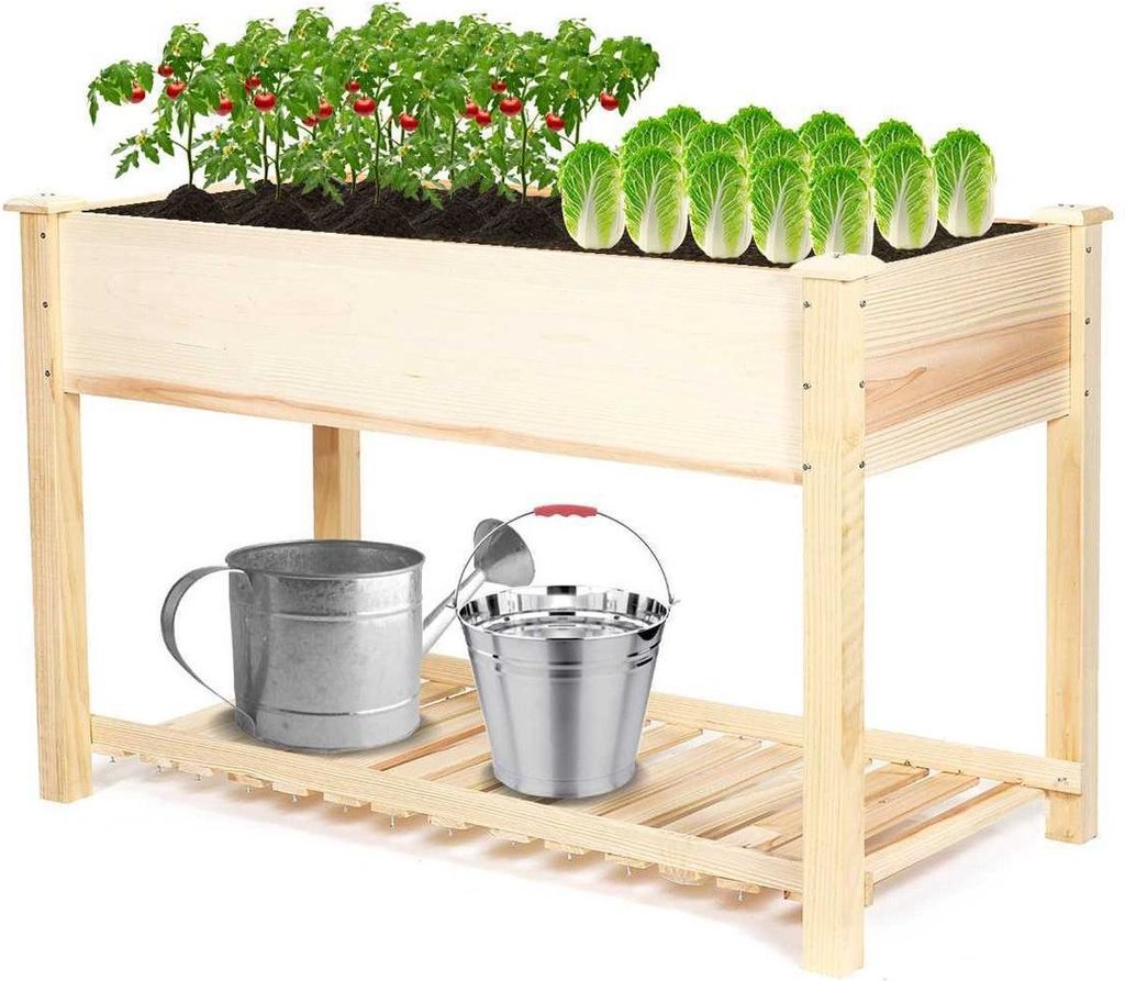 Frobin Pflanzenkasten für Außen – Hochbeet aus Holz – Pflanztisch – Blumenkasten – Hochbeet für Garten und Balkon