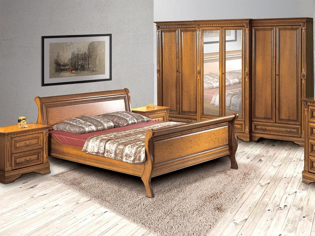 Schlafzimmer Set Bett Komplett 2x Nachttische s Kleiderschrank